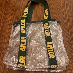 Baylor Clear Tote Bag with Green Straps